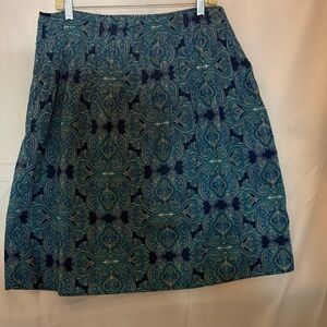 Liz Claiborne Blue and Green Patterned A-Line Skirt